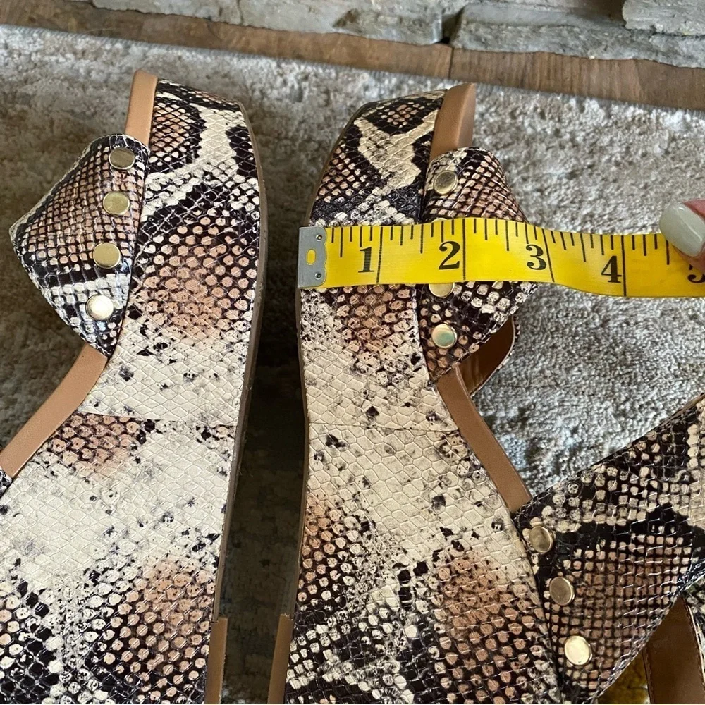 Vince Camuto Ventinda Wedge Platform Snakeskin Sandals Heels Open Toe Leather